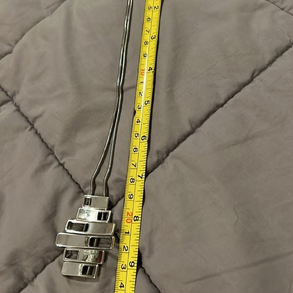 80s Vintage Slider Necklace Geometric Shapes Slide up and down on Chain 9.5 inch - Picture 6 of 6